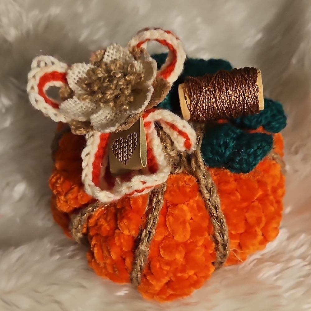 Handmade Orange Crochet Pumpkin Home Decor Accessory
